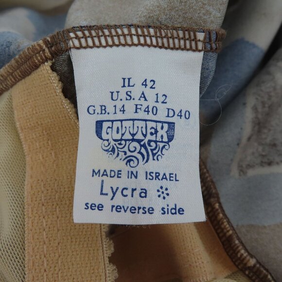 VTG Gottex Womens 12 One Piece Swimsuit Tiger Animal Print Safari Square Neck - Picture 9 of 13